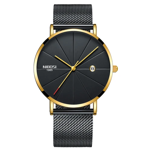 Black Gold Milanese NIBOSI часы мужские унисекс Стиль часы Для мужчин и Для женщин смотреть Luxury известный Топ Брендовое платье модные часы Кварцевые наручные часы с Миланского группа часы женские - Цвет: Black Gold Milanese