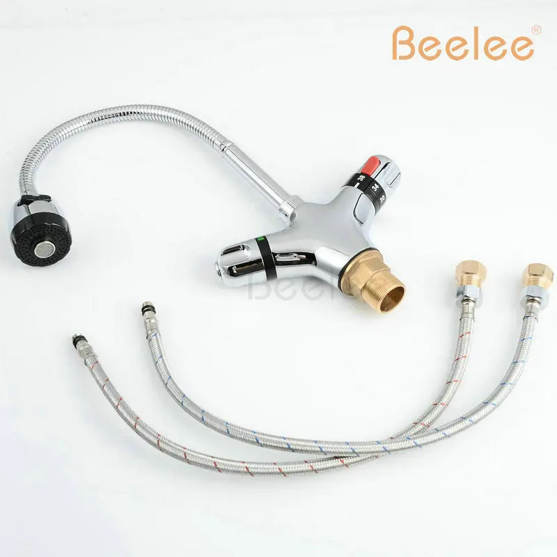 Beelee ванная комната Солнечный термостатический нагреватель смеситель медный