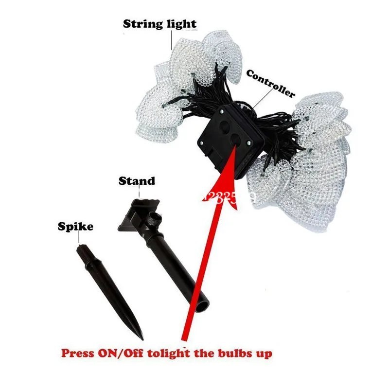 Водонепроницаемая гирлянда в форме сердца на солнечной батарее 7 м 50