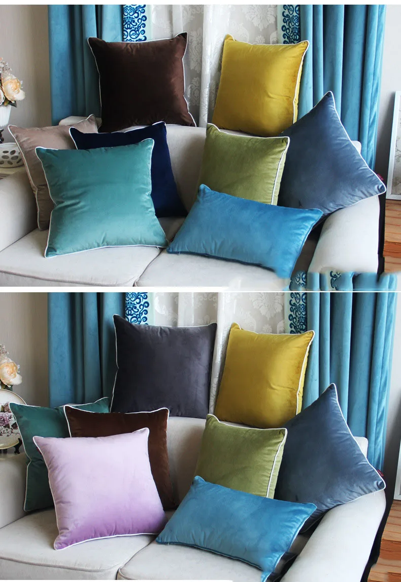 European style Solid color Simple Pillow sofa Cushion car Lumbar pillow High grade Sleeper cover