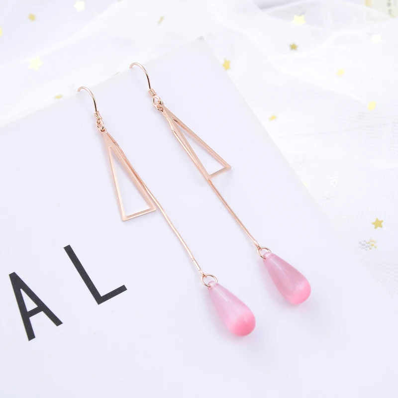 Серьги подвески из серебра S25 с розовым золотом милые ювелирные украшения для