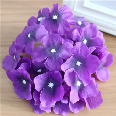 Purple B 10 шт./лот искусственная шелковая Гортензия Цветок голова дома дисплей цветочный головной убор костюм Искусственный цветок для свадьбы фотографии DIY реквизит - Цвет: Purple B