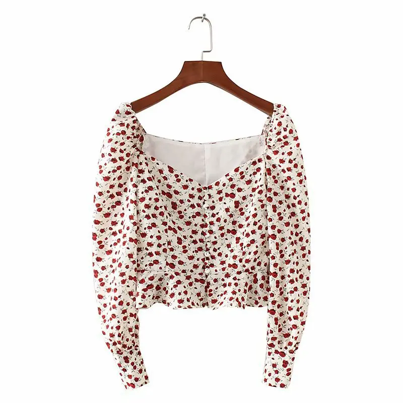 Женская блузка с цветочным принтом Повседневная белая оборками лето 2019 | одежда