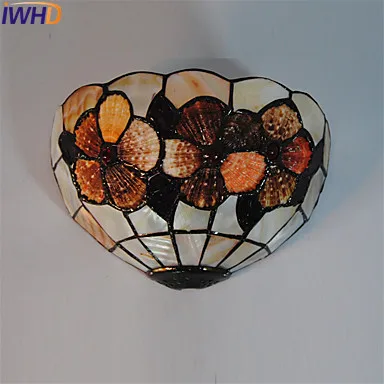 IWHD Tiffany Shell Shade винтажный светодиодный настенный светильник для гостиной, спальни, настенный светильник с аппликацией Murale