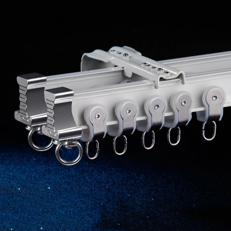 ivory double rails 2 Два цвета, цвета слоновой кости, шампанского, тяжелые гибкие дорожки для эркеров, алюминиевый сплав, тишина, карниз для занавесок, аксессуары для занавесок - Цвет: ivory double rails 2