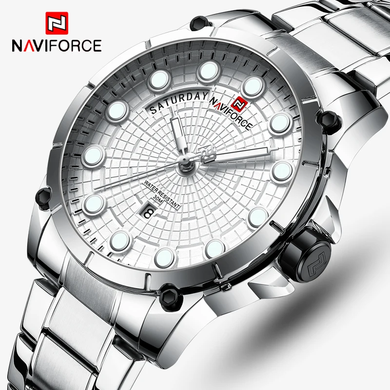 Топ люксовый бренд NAVIFORCE новые мужские спортивные часы водонепроницаемые