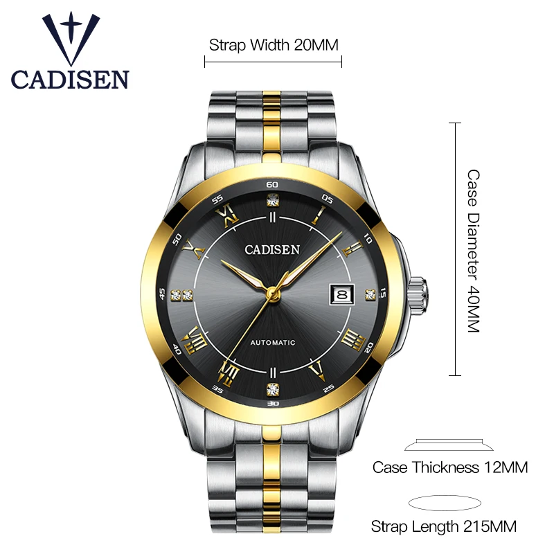 Бренд CADISNE Золотые механические Автоматические часы модные спортивные наручные