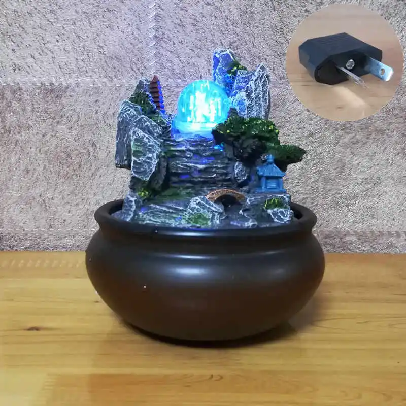Rockery фонтан настольный китайский фэн-шуй украшения RGB лампа Крытый увлажнитель воздуха год Рождество украшение дома - Цвет: AU plug