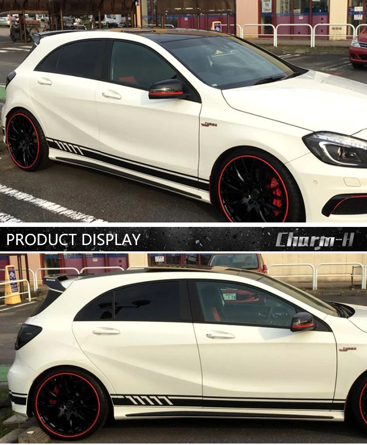 Издание 1 стиль боковые полосы наклейки для Mercedes Benz W176 класс A45 AMG A180 A200 A250-5D углеродного волокна/белый/серебристый
