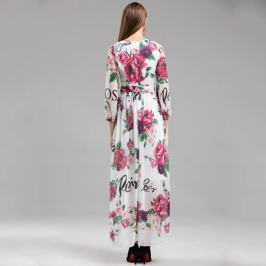 Женские высокие уличные платья SEQINYY новые модные до щиколотки с цветочным