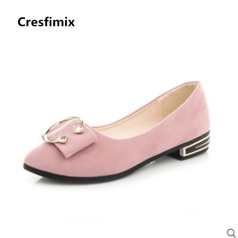 

Cresfimix sapatos femininas women casual spring and summer flat shoes lady cute pink slip on flats female pointed toe shoes