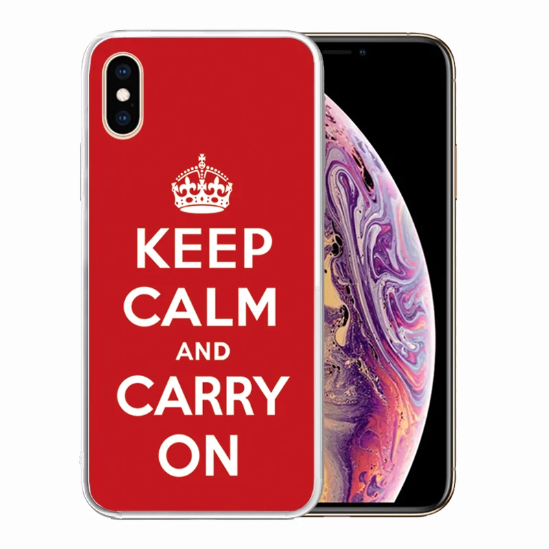Soft Silicone Clear TPU Case for iPhone 11 Pro Max XS XR X 8 Plus 7 6S 5S 5 SE Durable Keep Calm and Carry On Cover | Мобильные