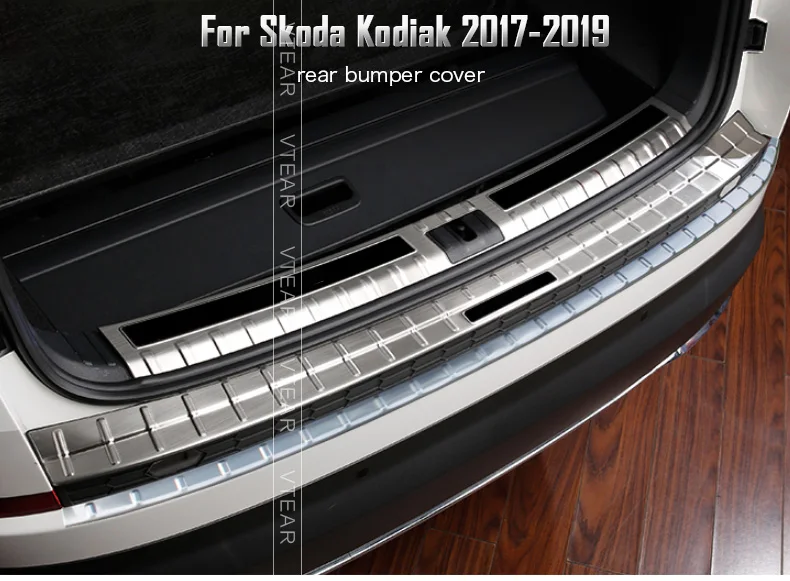 Vtear для Skoda Kodiaq Аксессуары для кузова крышка заднего бампера Защита автомобиля внешний хромированный Стайлинг интерьер автомобиля-Стайлинг