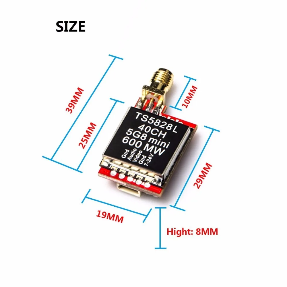 AKK FPV TS5828L 5,8G 600MW 40Ch мини av-передатчик для FPV мультикоптера