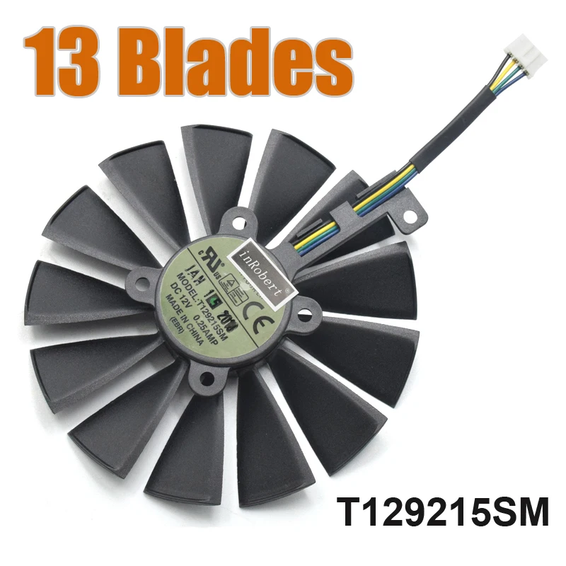 100% новый 13 лопастей T129215SM 4PIN 12В 95 мм кулер вентилятор для GTX1070TI Dual RX580 4G/8G GTX1080TI P11G