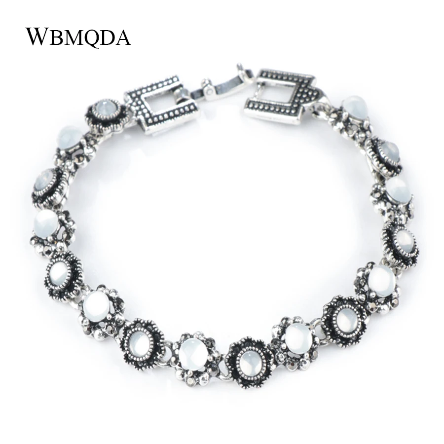 Wbmqda Винтажные Ювелирные изделия Круглый Цветок белый лунный камень