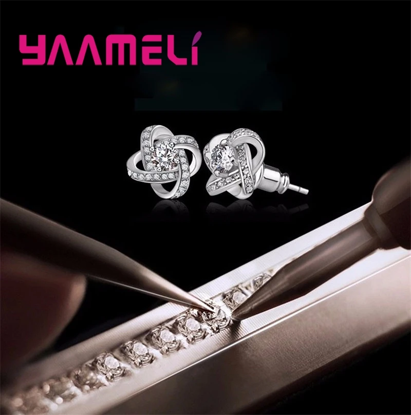 Женские серьги гвоздики из серебра 925 пробы с фианитом|Серьги-гвоздики| |