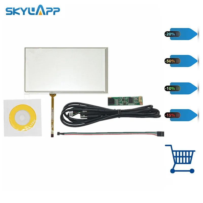 

Skylarpu Новый 6,2 дюймовый 4-проводной резистивный сенсорный экран, комплект USB-контроллера для HSD062IDW1 TM062RDH01, сенсорная панель экрана, стекло