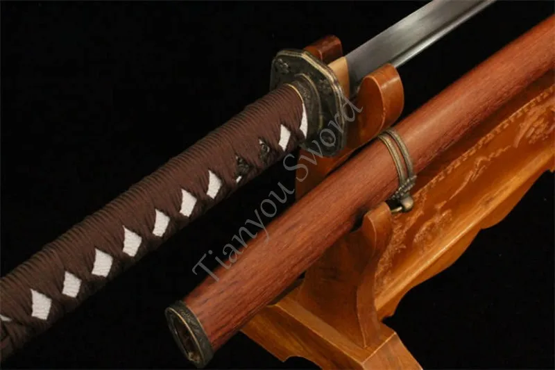 Samurai Sword folded Steel Full Tang Sharp Edge Blade Handmade Japanese Tachi Rosewood Home Metal Decoration Christmas Gift |