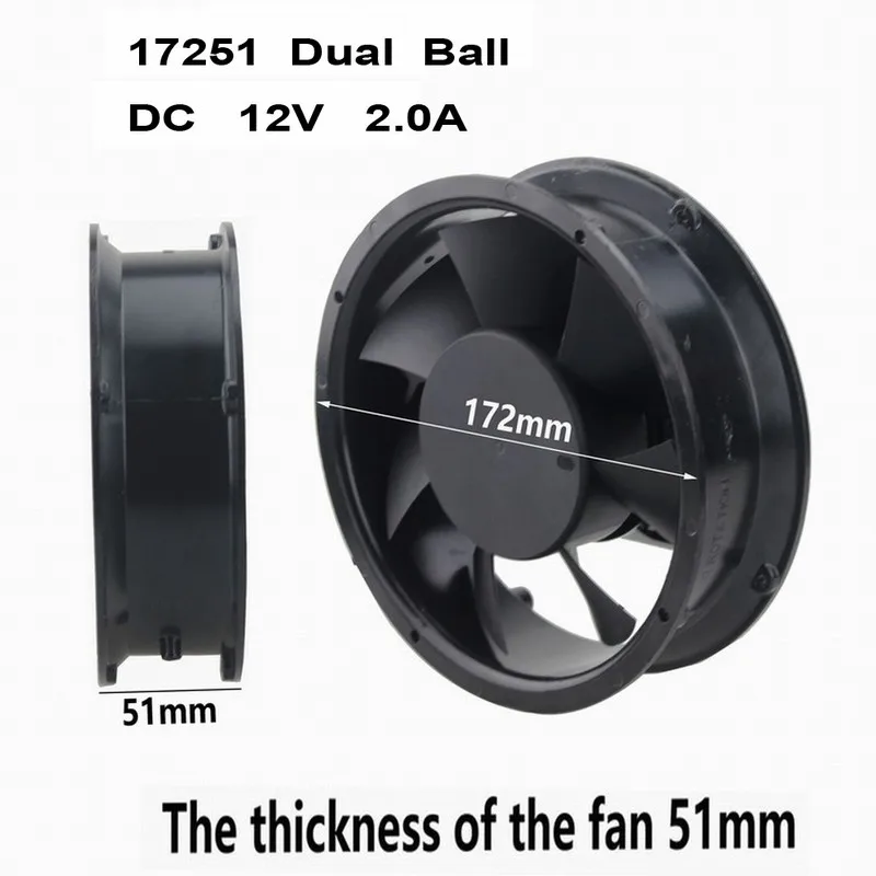 Фото 1 шт. Gdstime Dual Ball 12 в металлический чехол для машины 17 см 17251 172 мм x 51 мм DC охлаждающий вентилятор 170 мм x 50 мм круглый Охладитель Двигателя №5