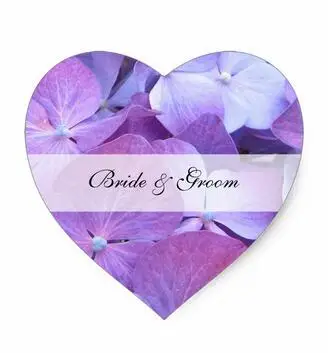 

1.5inch Heart Wedding Sticker - Hydrangea