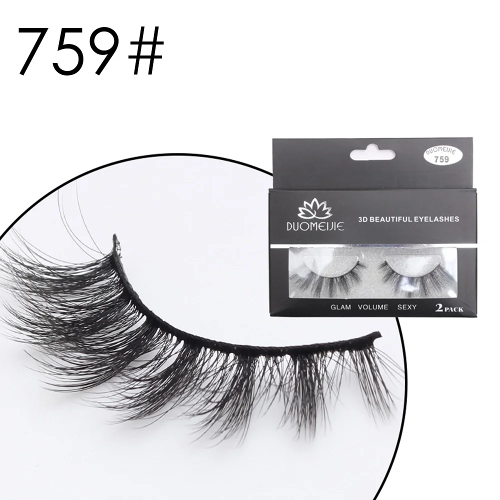 759 2 пары 3D норковые ресницы Набор для наращивания натуральные ресницы накладные ресницы из норки Cilios набор длинных ресниц ресницы для макияжа - Length: 759