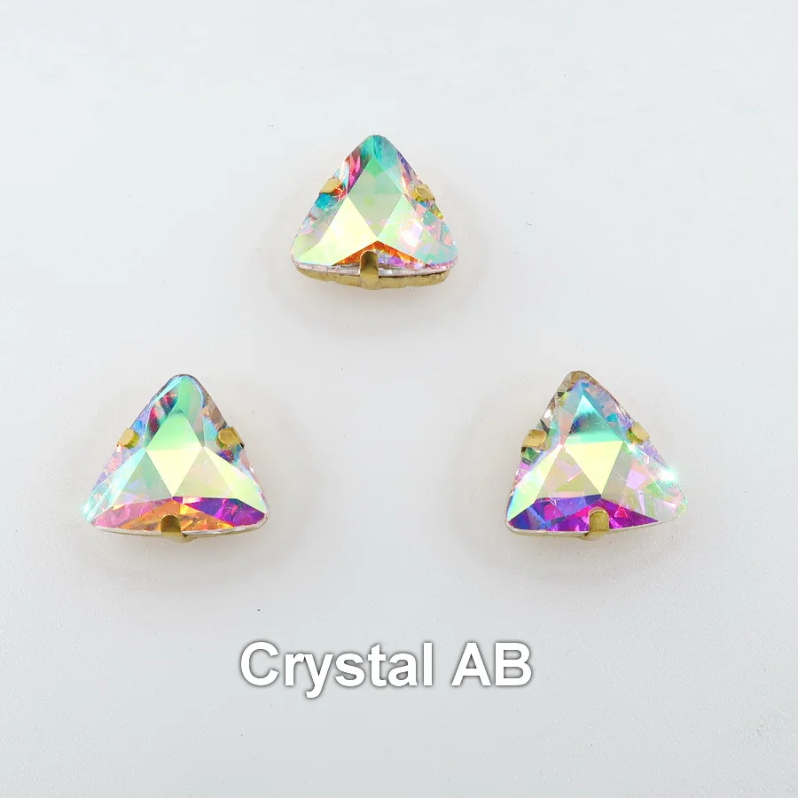 A15 Crystal AB AB цвета 18 мм треугольная форма стекло Кристалл пришить стразы кристаллы бусины золотые коготь настройки одежды аппликация diy отделка - Цвет: A15 Crystal AB