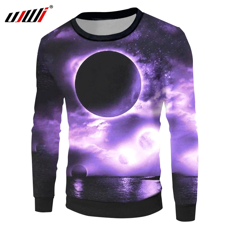 

UJWI 3D Sweatshirts Men Cool Print Galaxy Space Moon Hoodies Sweatshirt Hombre Hip Hop Streetwear Pullovers Regular Loose Sweats