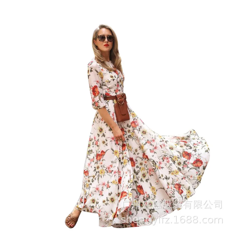 Богемные платья для женщин 2019 Лето повседневное Бохо длинное пляжное платье