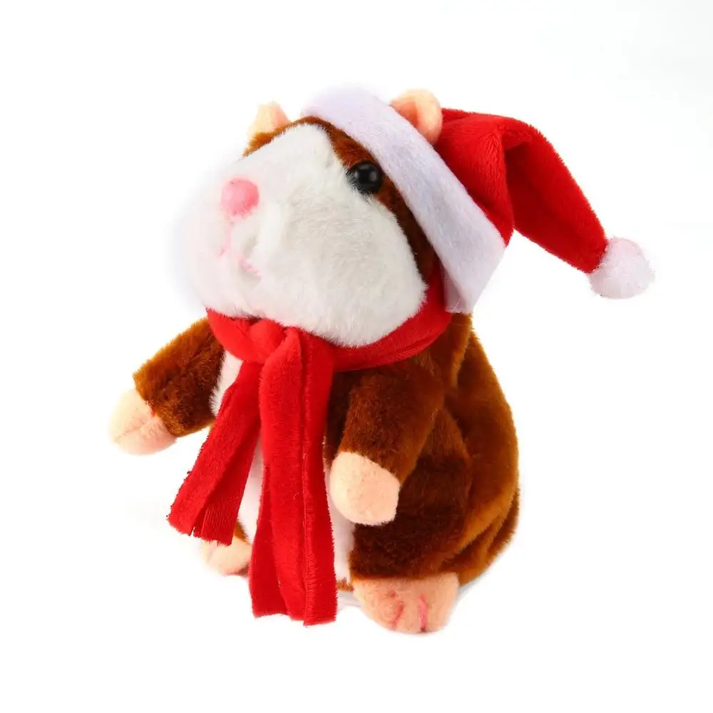 16cm Lovely Talking Hamster Sound Record Repeat Stuffed Plush Christmas Animal Kawaii Talking Nodding Hamster Toy Drop shipping - Цвет: red scarf 2