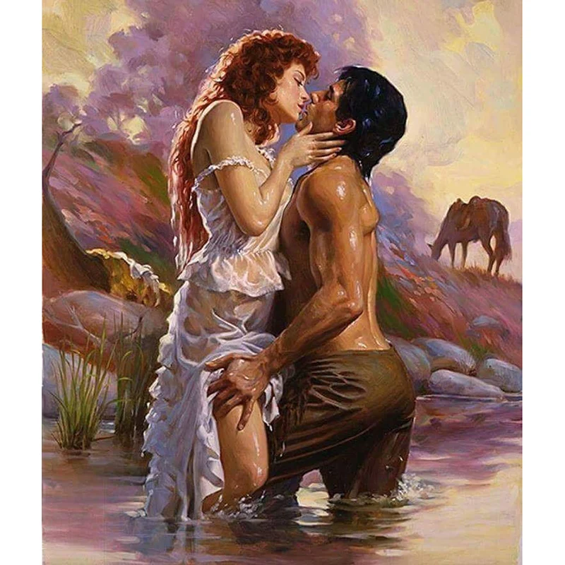 Hot Sale Round Rhinestone Diamond Painting Cross Stitch kits 5D Mosaic Couple/Love Embroidery Patterns C153/155 | Дом и сад