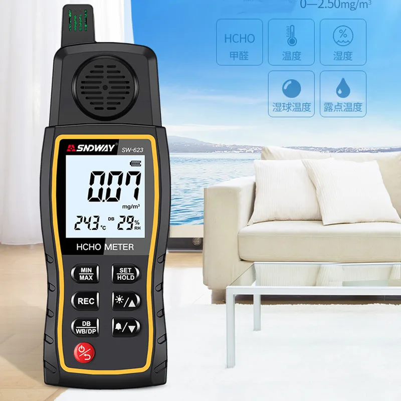 SNDWAY SW623 Digital Formaldehyde Detector Meter Formaldehyde Air Quality Tester Sensor 0-2.50mg/m3