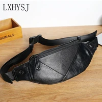 new waist pack fashion luxury waist bag locomotive style mens chest pack cortical fanny pack leather hip package banana bag