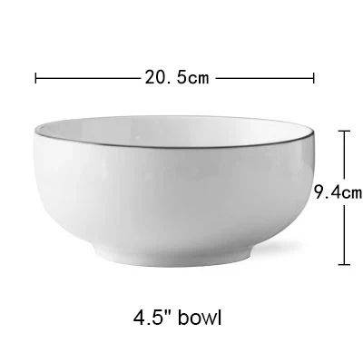 8 inch soup bowl Простой европейский стиль Керамическая пиала для риса черная полоса китай кость салатник суп чаша AKUHOME - Цвет: 8 inch soup bowl