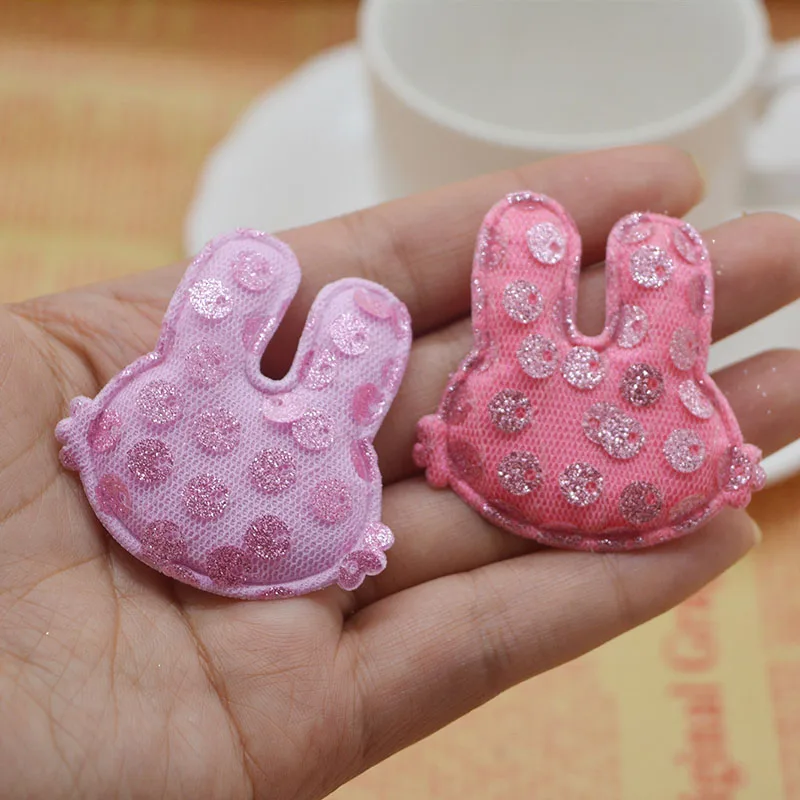 24 шт./лот аппликации с блестками и кроличьей головкой для творчества Детские