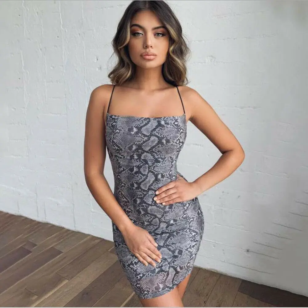 Новинка 2019 элегантное женское облегающее короткое платье-карандаш из змеиной