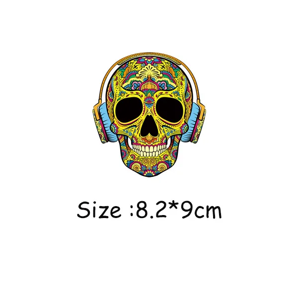 H 8.2x9cm Хип-хоп DIY патчи наклейки для одежды железные Parches для одежды West Coast Череп патч стикер теплопередачи значки аппликации - Цвет: H 8.2x9cm