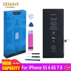 Литиевая батарея для телефона Apple iPhone 5S 6 6S 7 8, сменная батарея, внутренняя батарея телефона, батареи большой емкости, инструменты