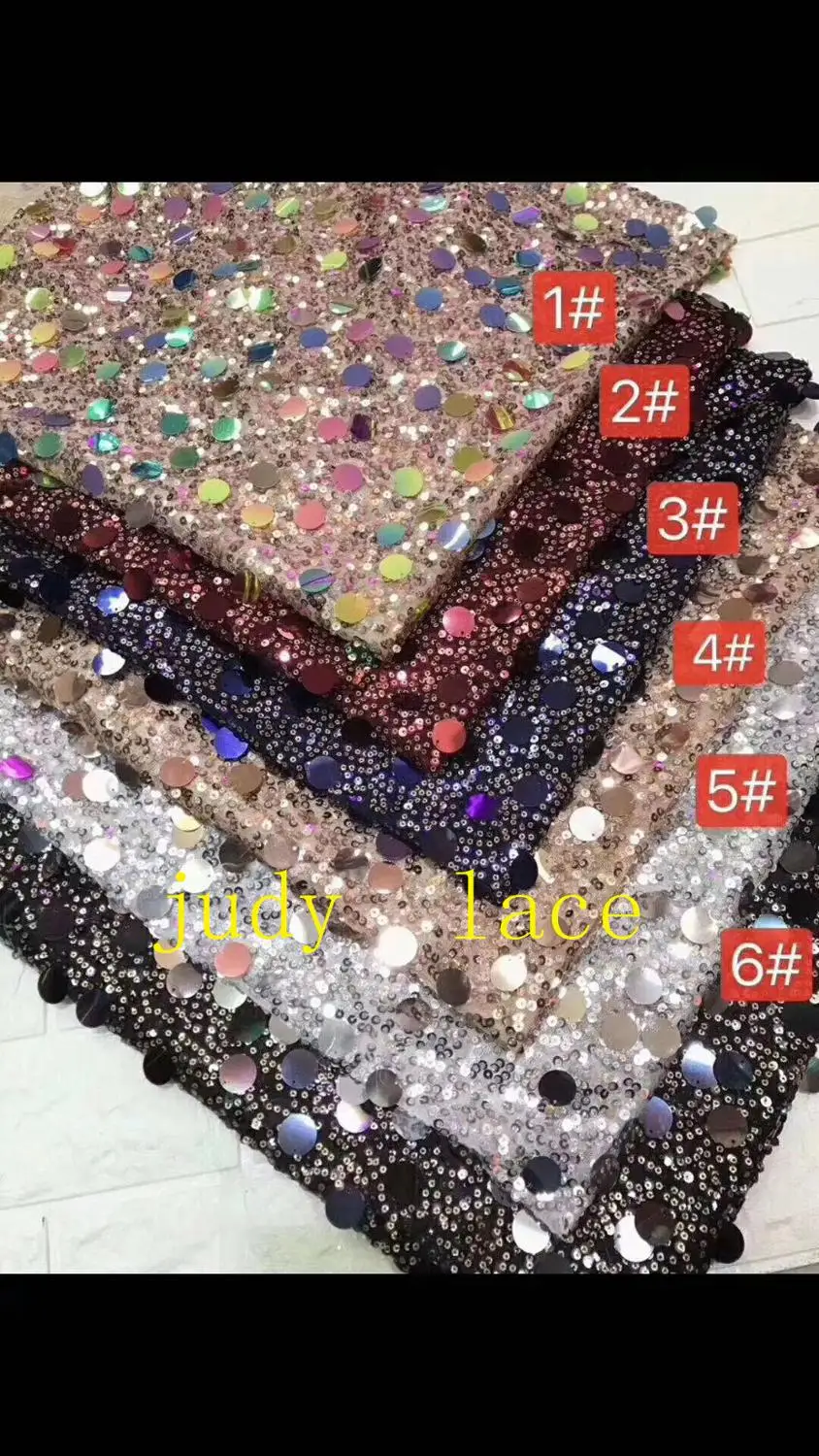 

6-цветная круглая блестящая вышитая ткань с блестками в африканском стиле используется для свадебного платья, модной сцены