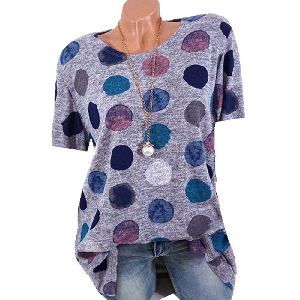 Женская блузка с круглым вырезом Joineles Повседневная Свободная и коротким рукавом