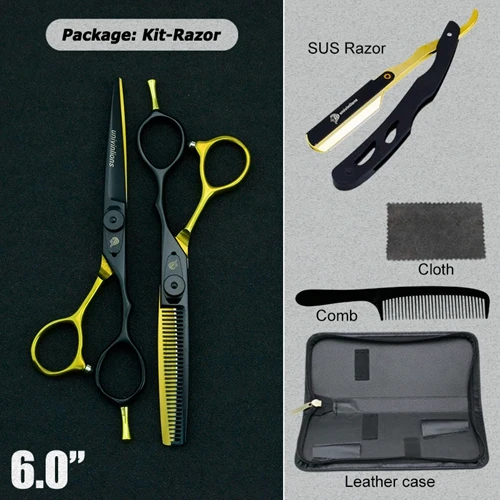 6025-RAZOR 5,5/" золотые ножницы, ножницы для волос, японские парикмахерские ножницы, парикмахерские принадлежности, парикмахерские ножницы для стрижки - Цвет: 6025-RAZOR