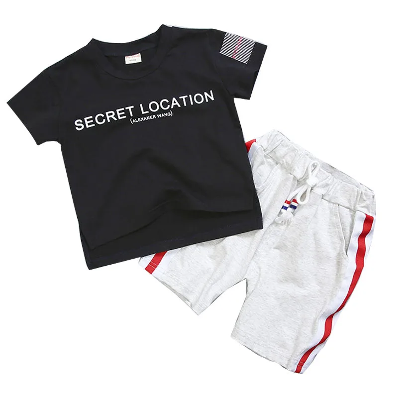 Футболка и шорты с буквенным принтом для маленьких мальчиков девочек комплект из