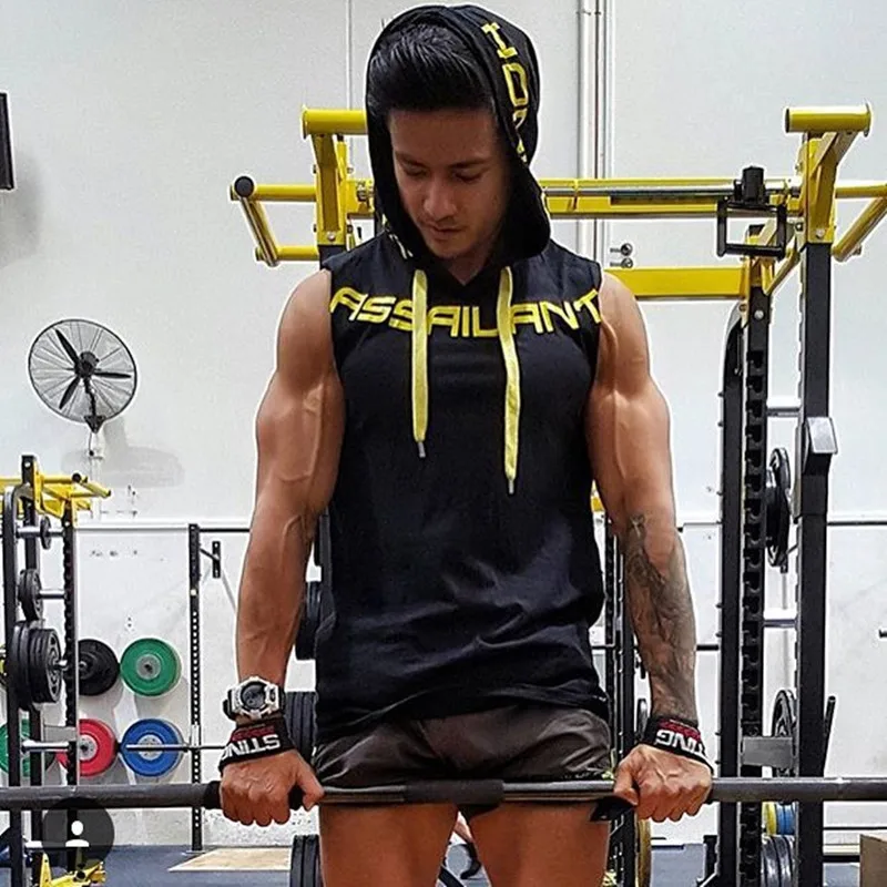Brand 2018 New Men's Tank Top Shirts Tees hooded Vest Sleeveless Outdoor Gym Run Basketball Undershirts Stringer Singlets | Спорт и