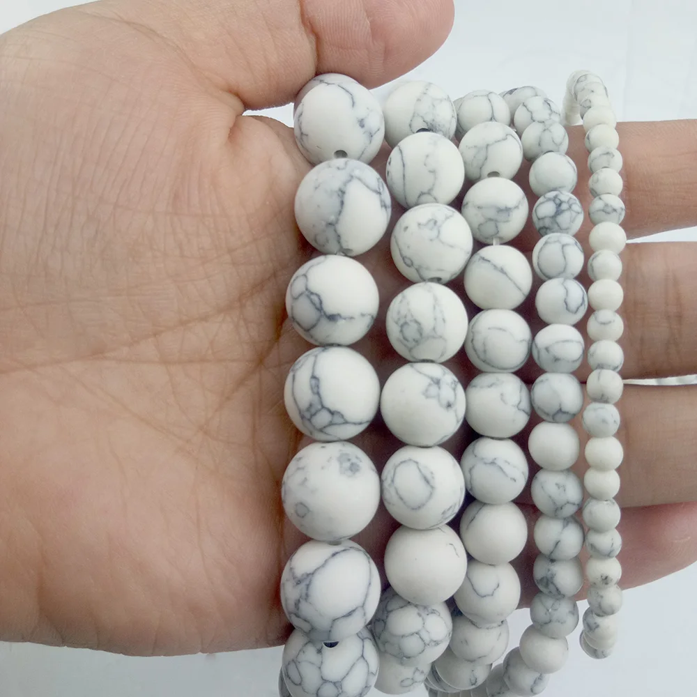 Матовый калаитовый синтетический натуральный камень WLYeeS Howlite 4/6/8/10/12 мм круглые