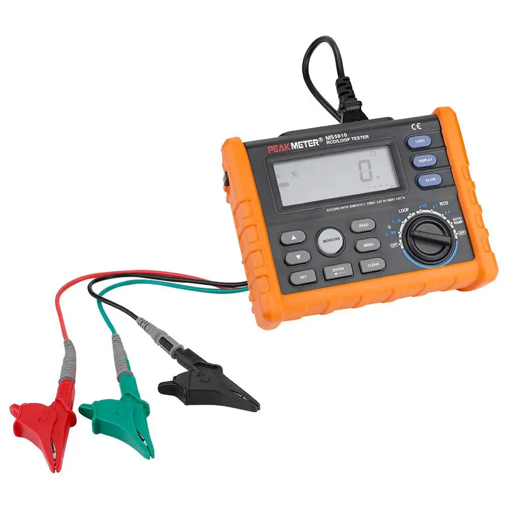 PEAKMETER тестер утечки MS5910 цифровой измеритель сопротивления RCD петли мультиметр