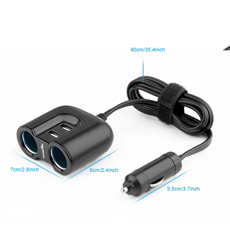 Автомобильное зарядное устройство Rocketek multi usb smart IC 2 USB 3A 2 гнезда прикуривателя аксессуары для Xiaomi LG Автомобильное зарядное устройство