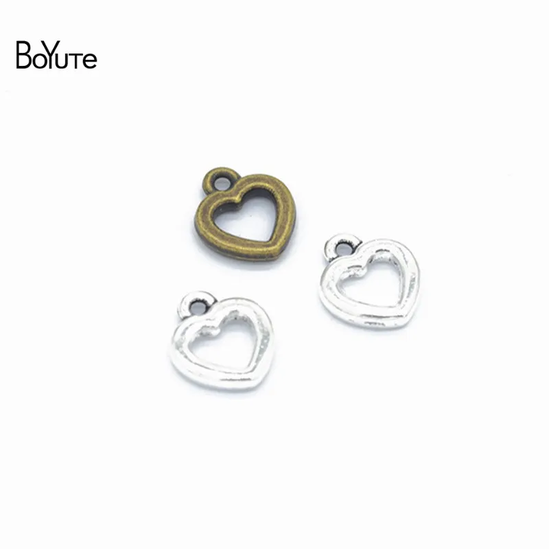 BoYuTe(100 шт./лот) металлический сплав подвеска в форме сердца Diy ручной работы аксессуары для изготовления ювелирных изделий
