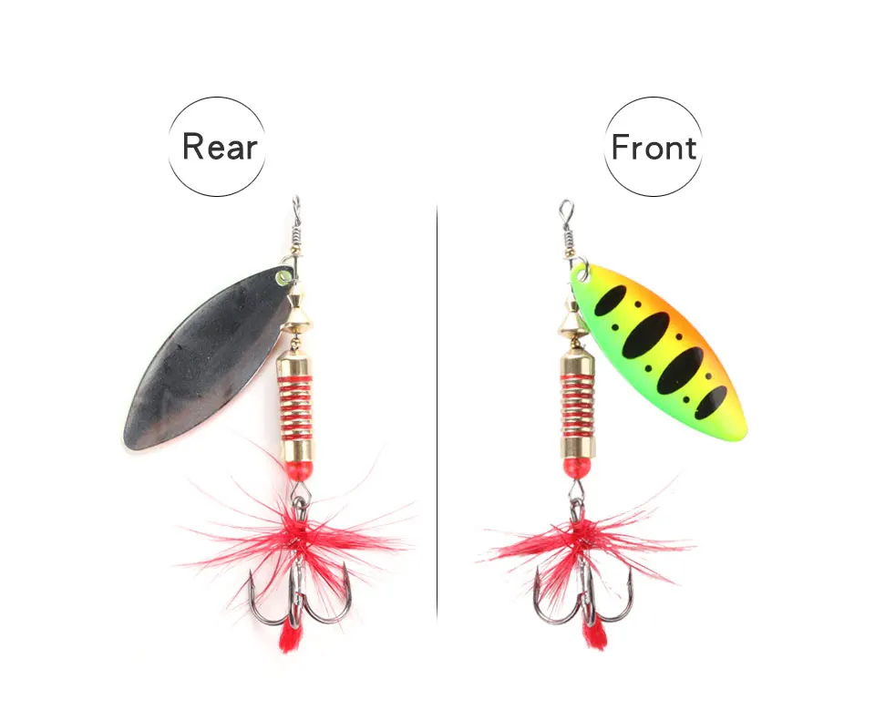 W.P.E New Spinner Lure Hard Bait 1pcs 6.5g/10g/13.5g Spoon Lure Metal Lure Feather Treble Hook Fishing Tackle Bass Fishing Pesca
