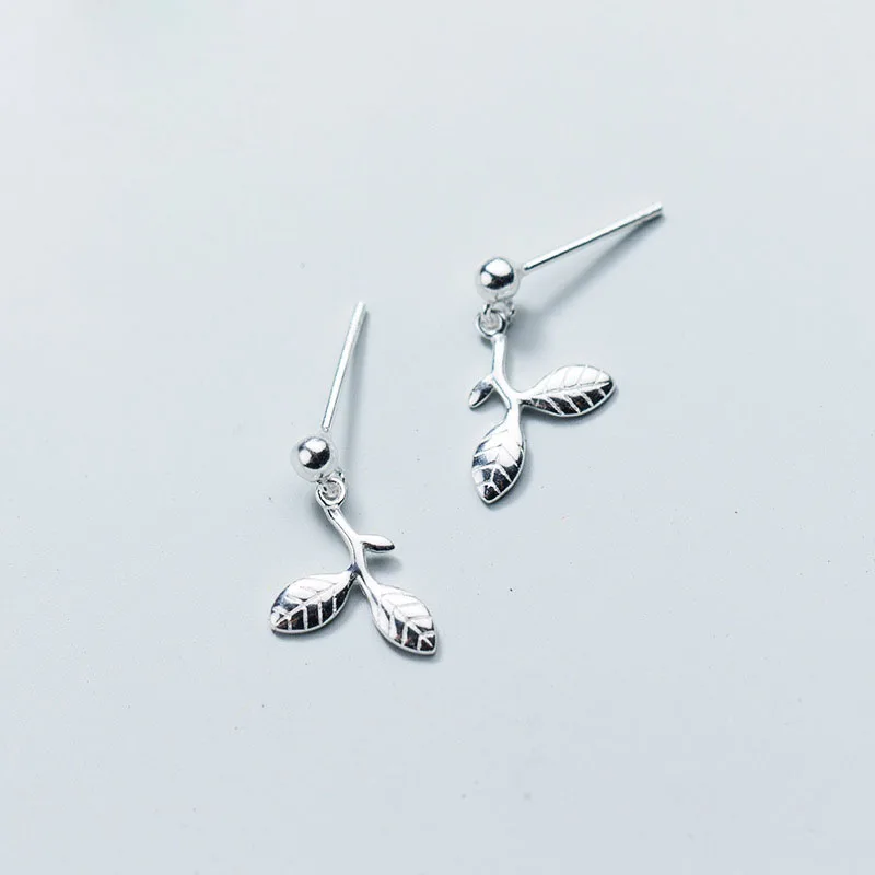 Свисающие серьги из стерлингового серебра 925 пробы с листьями ветки|Серьги| |