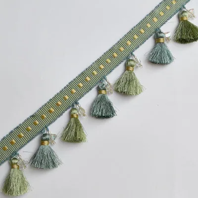 light green YY-tesco 15 ярдов 7 см ширина занавеса бахрома отделка с кисточками Сделай Сам одежда юбка домашние текстильные украшения занавеска кружевная лента - Цвет: light green